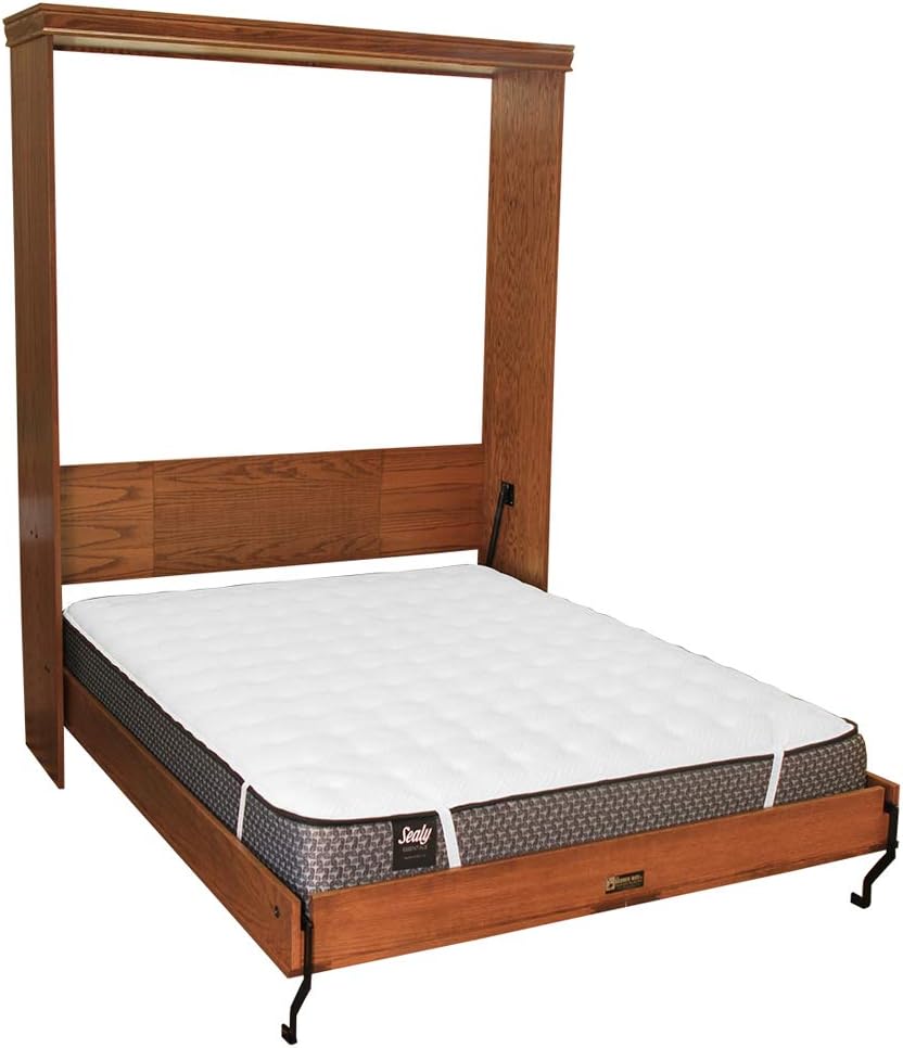 Queen Oak Wood Plank Face Murphy Bed