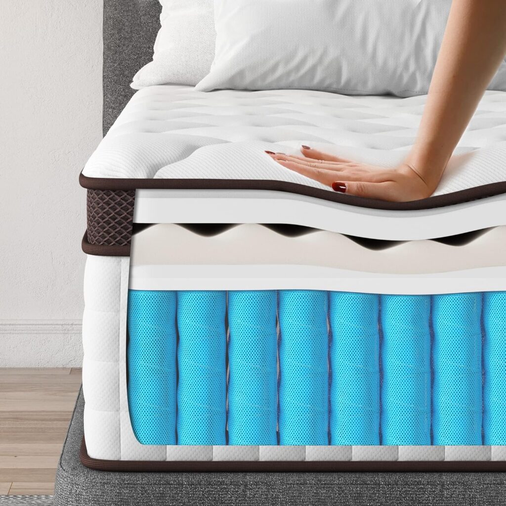 Kescas Full Mattress,12 Inch Hybrid Mattress with Heavier Coils Memory Foam,Ergonomic Design for Pressure Relief,Medium Firm Feel,Made in North America