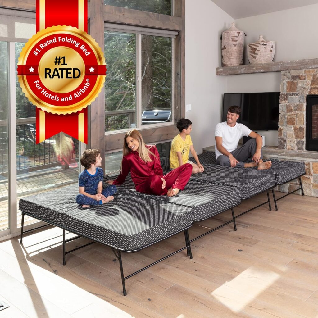 LiteBed­™ Rollaway Folding Bed with Memory Foam Mattress - Portable Fold Up Bed with Storage Bag - Luxurious Foldable Hideaway Bed - Rolling Foldaway Guest Bed for Adults - NO-Risk 100-DAY Trial