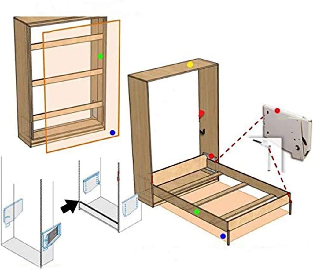 OIPL Horizontal Wall Bed Springs Mechanism Hardware Kit, Heavy Duty Bed Support Hardware DIY Kit, for Home Lofts Modern Hotel Etc 23.8.2