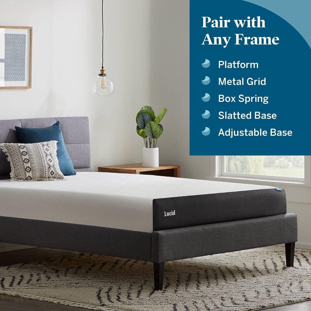 LUCID 12 Inch Full Mattress – Plush Memory Foam Mattress – Bamboo Charcoal Foam – Gel Infused – Hypoallergenic Foam Mattress– Bed-in-A-Box- CertiPUR-US Certified,White