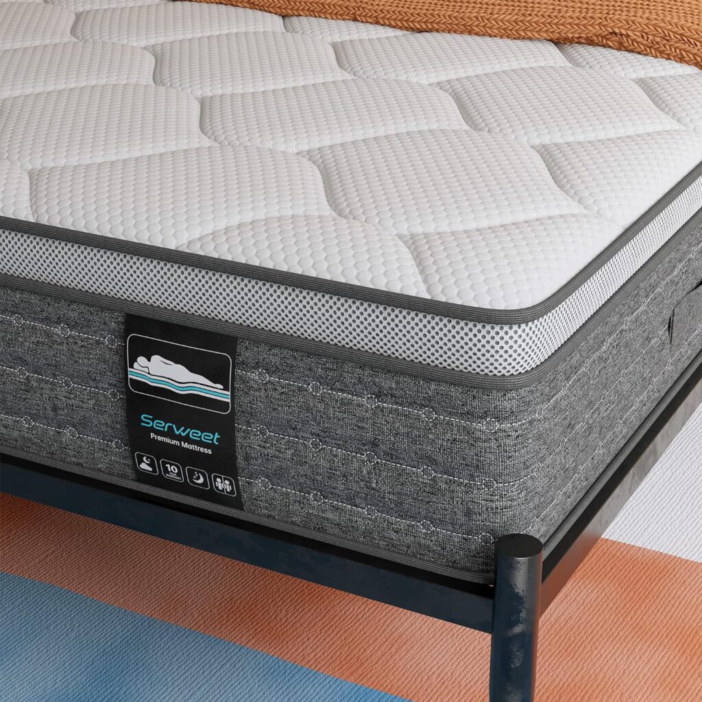 Serweet 12 Inch Memory Foam Hybrid Queen Mattress - 5-Zone Pocket Innersprings for Motion Isolation -Heavier Coils for Durable Support -Medium Firm -Fiberglass-Free - Made in Century-Old Factory