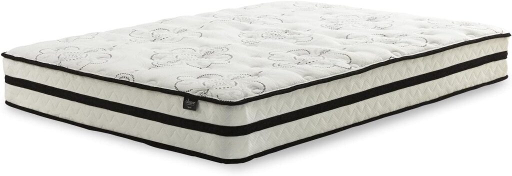 Signature Design by Ashley Chime 10 Inch Medium Firm Hybrid Mattress, CertiPUR-US Certified Foam, Queen, White