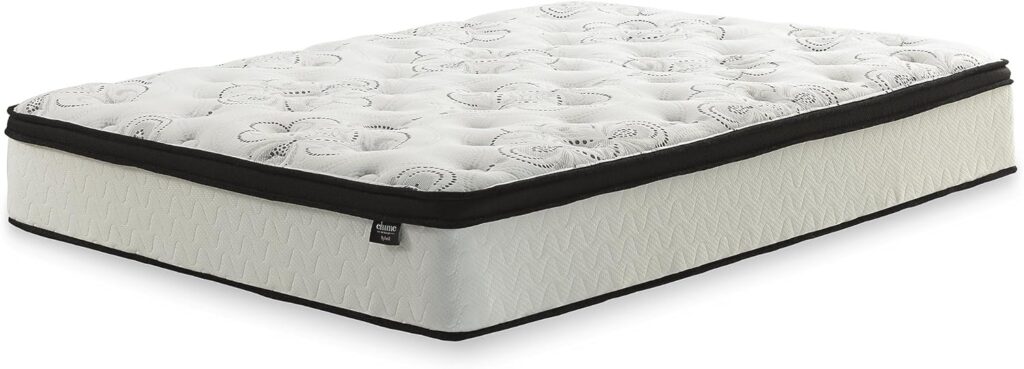 Signature Design by Ashley Chime 10 Inch Medium Firm Hybrid Mattress, CertiPUR-US Certified Foam, Queen, White