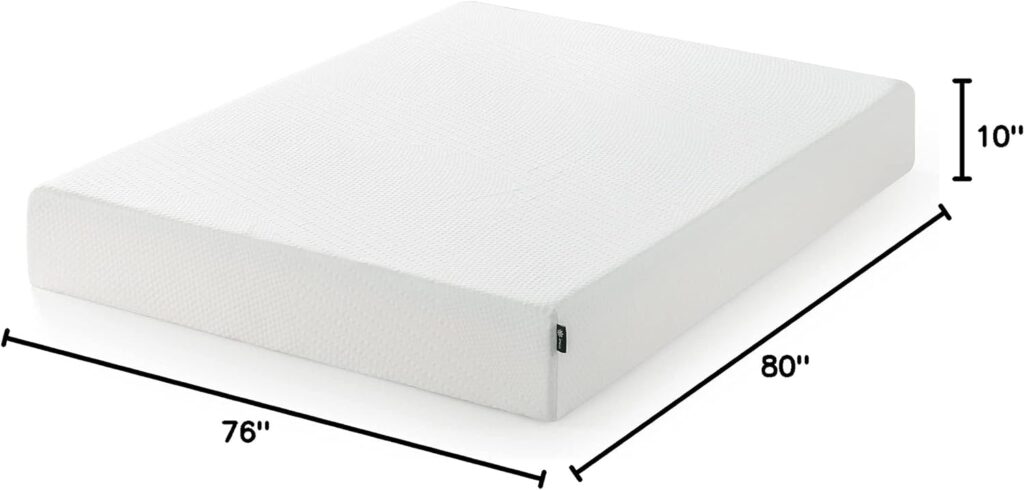 Zinus 8 Inch Green Tea Essential Memory FoamMattress, Bed-in-a-Box, CertiPUR-US Certified, Queen, White