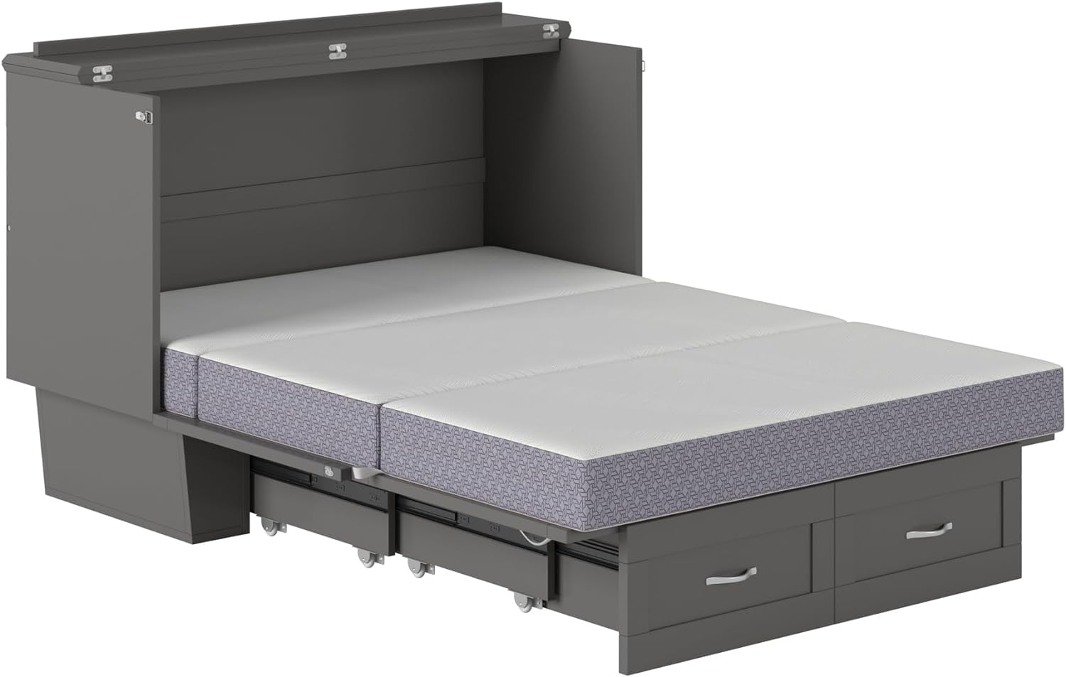 AFI, Monroe Murphy Bed Chest with 6 inch Memory Foam Folding Matttress, Built-in Charging Station and Storage Drawer, Full, Grey AFI, Monroe Murphy Bed Chest with 6 inch Memory Foam Folding Matttress, Built-in Charging Station and Storage Drawer, Full, Grey