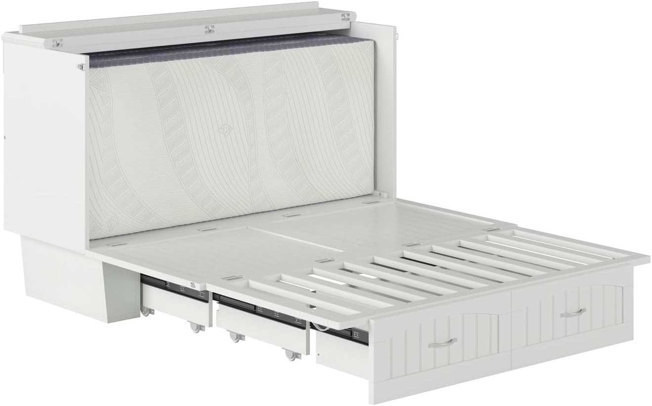 AFI Nantucket Murphy Bed Chest, Queen, White