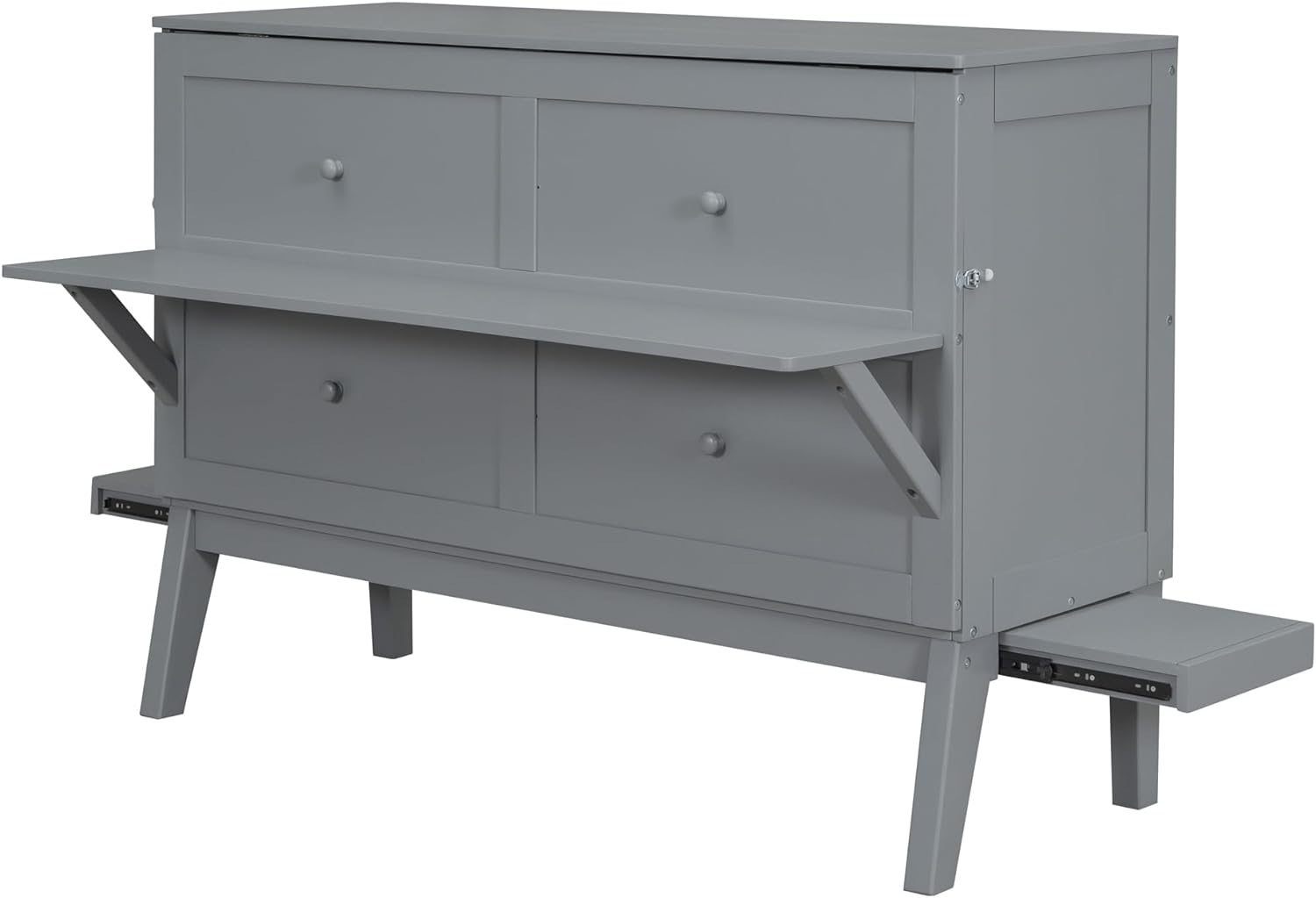 BEDGJH Murphy Bed, Queen Size Murphy Bed with USB Port and Removable Shelves on Each Side for Kids Teens, Space Saving Design  Easy Assembly (Gray, Queen)