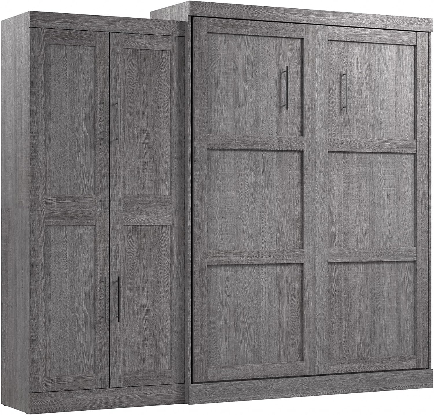 BESTAR Pur Murphy Organizer, Space-Saving Wall Bed for Multipurpose Room with Closet Cabinet, Queen, ASH Gray