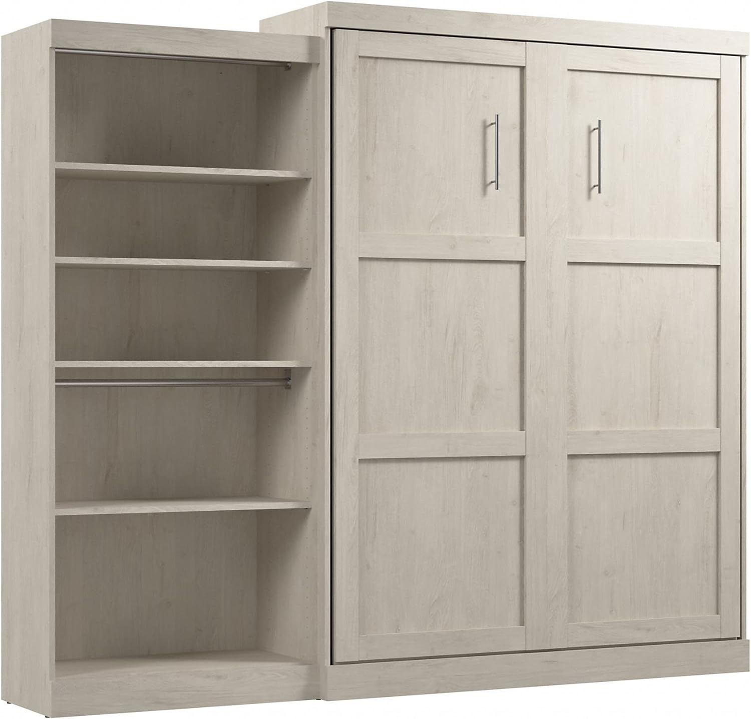 BESTAR Pur Murphy Organizer, Space-Saving Wall Bed for Multipurpose Room with Closet Cabinet, Queen, ASH Gray