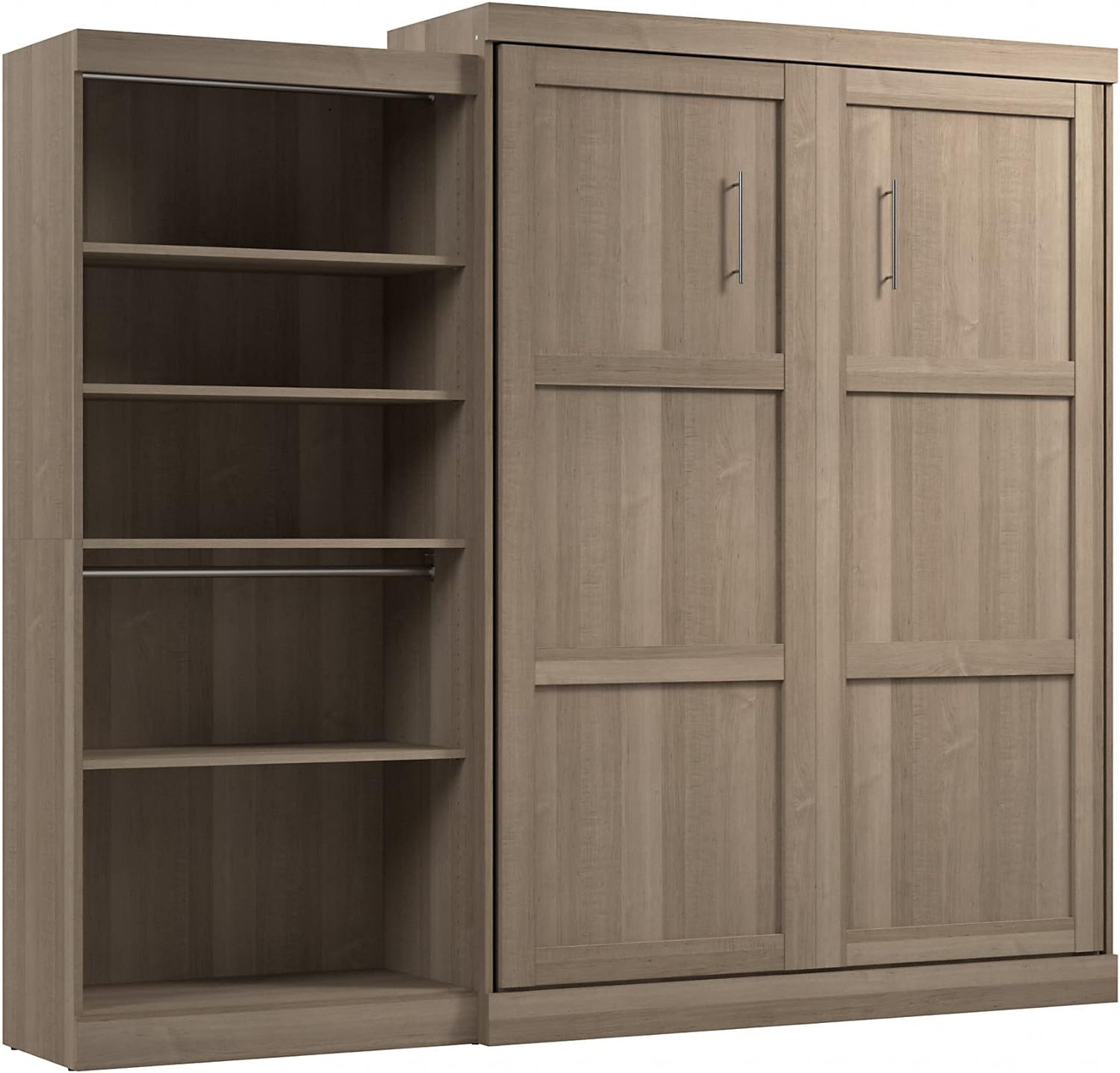 BESTAR Pur Murphy Organizer, Space-Saving Wall Bed for Multipurpose Room with Closet Cabinet, Queen, ASH Gray