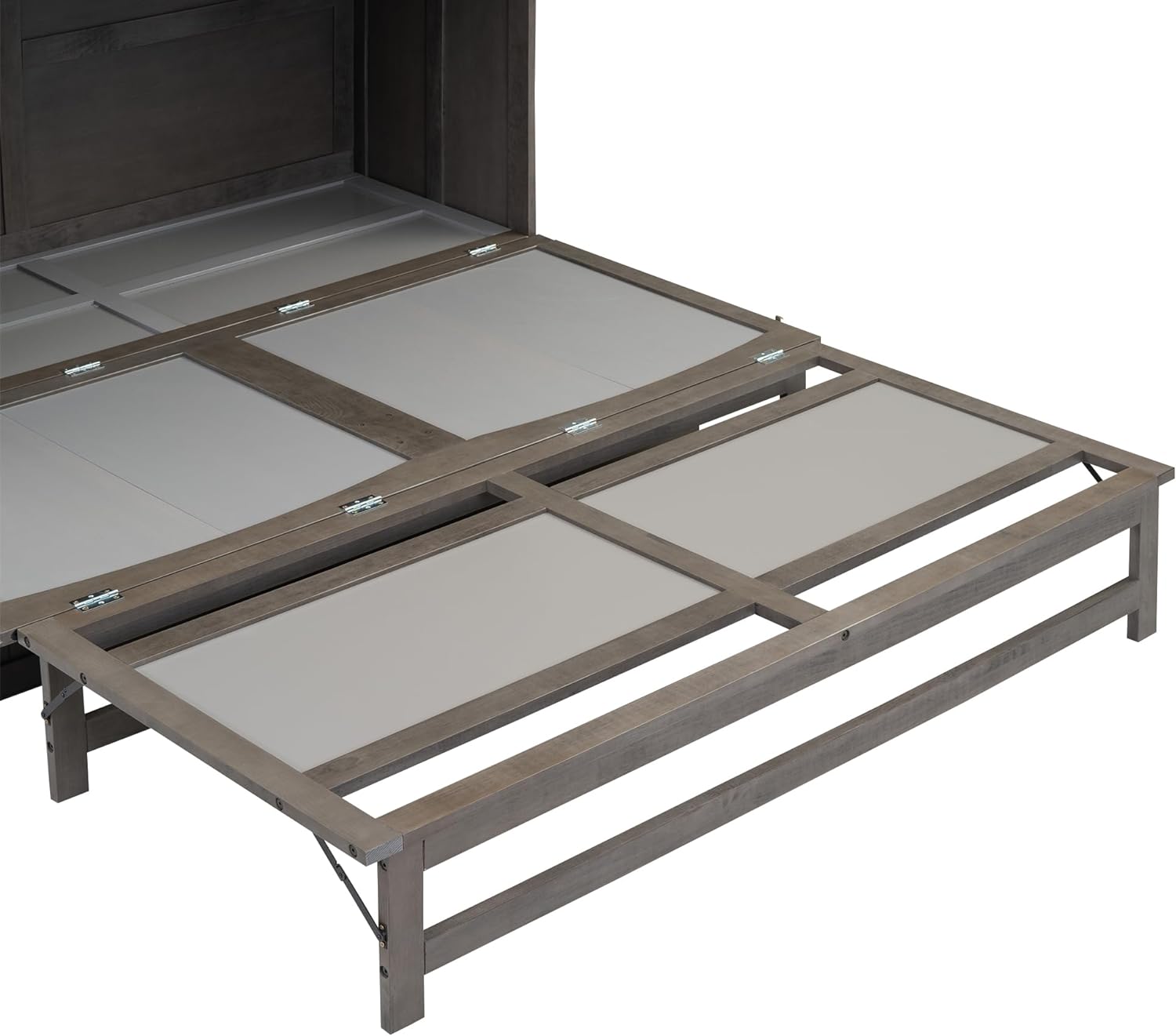 BIADNBZ Queen Size Murphy Bed Cabinet with Built-in Charging Station and Two Drawers,Versatile Foldable Bedframe with Storage for Bedroom Living Room, Space Saving, Antique Grey