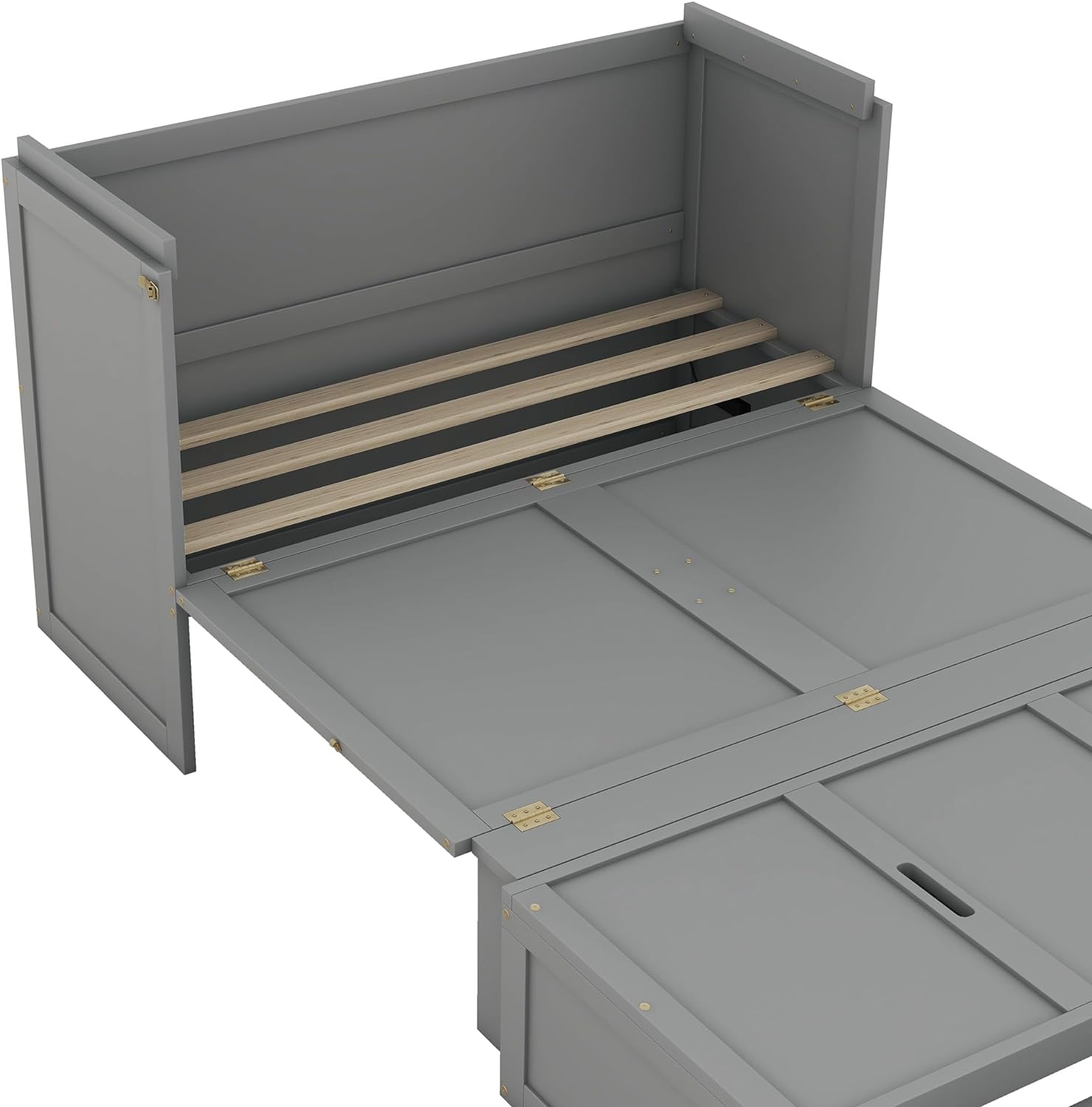 Full Size Murphy Bed and Storage Drawers and USB Port, Space-Saving Wall Bed with Storage,Murphy Bed for Living Room