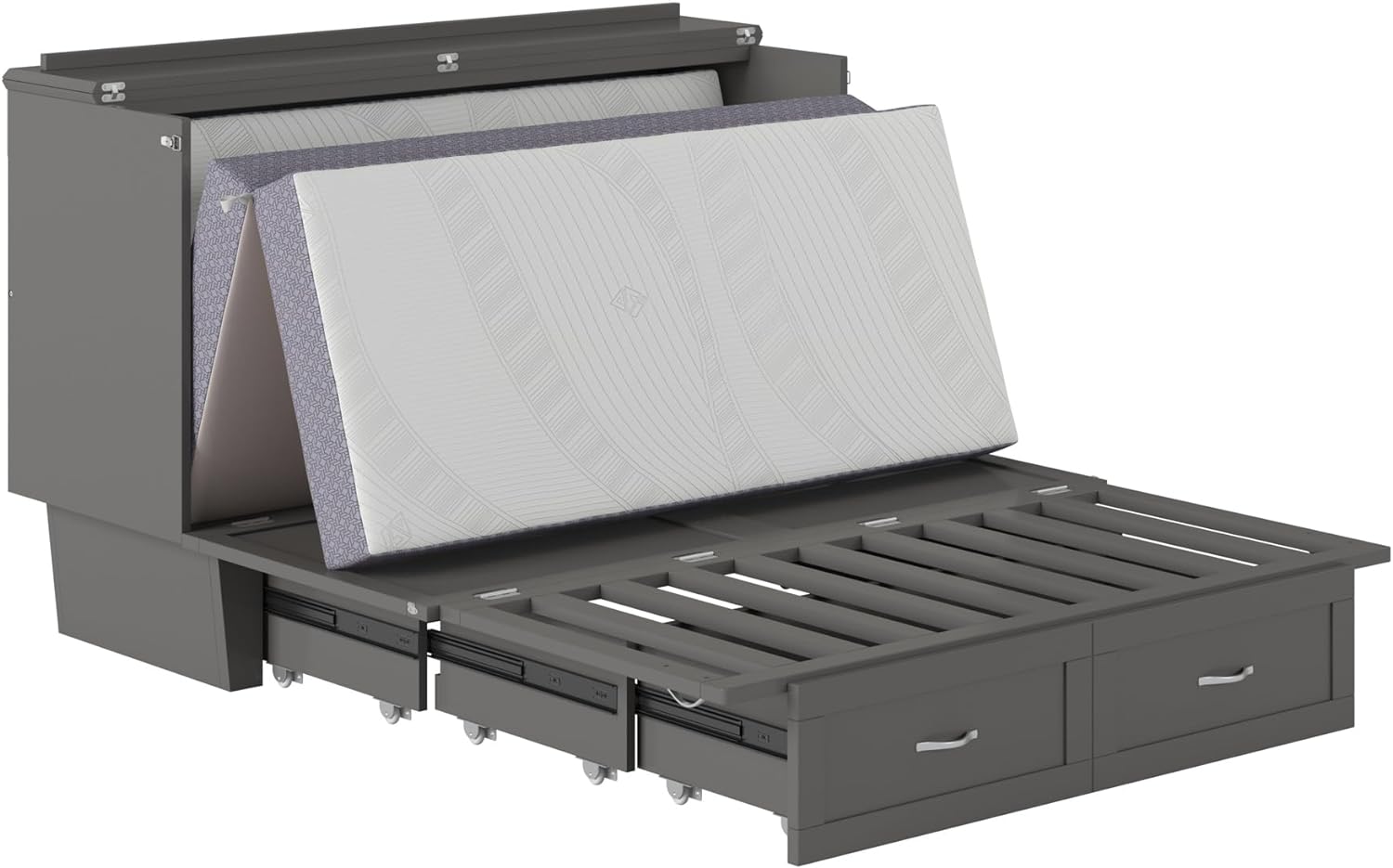 AFI, Chelsea Mid-Century Modern Queen Solid Wood Murphy Bed Chest with Mattress in Espresso