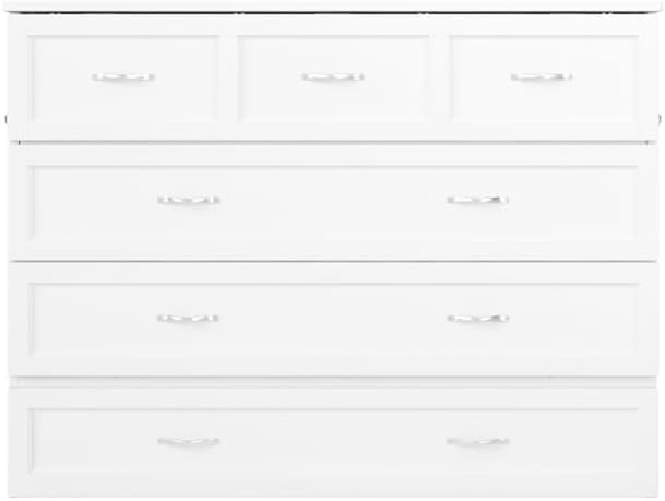 BOWERY HILL Full Size Murphy Bed Chest with Charging Station in White