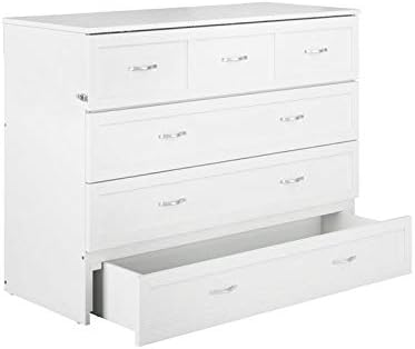BOWERY HILL Full Size Murphy Bed Chest with Charging Station in White