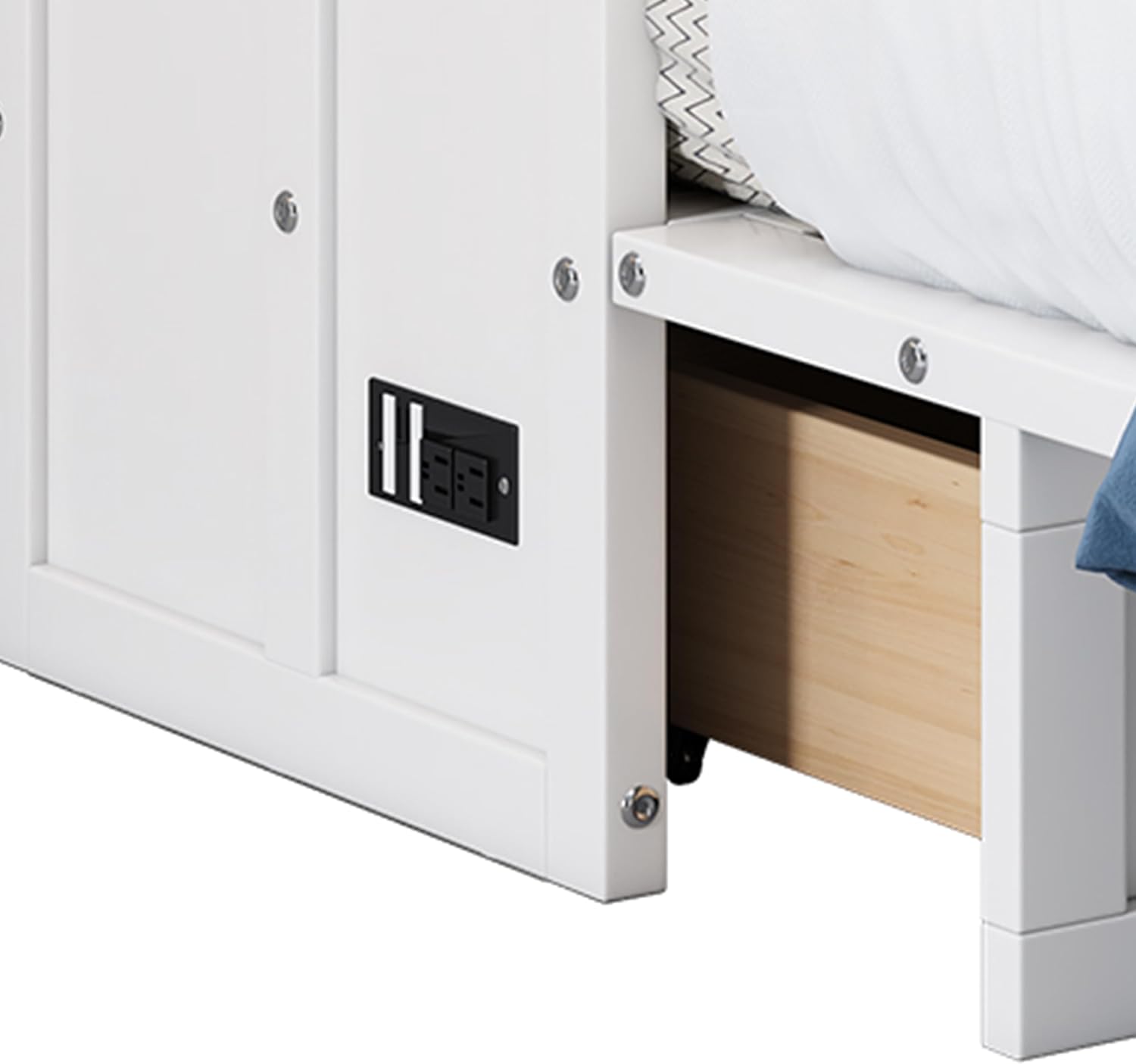 SOFTSEA Queen Size Murphy Bed Chest with Charging Station and Large Drawer for Small Room