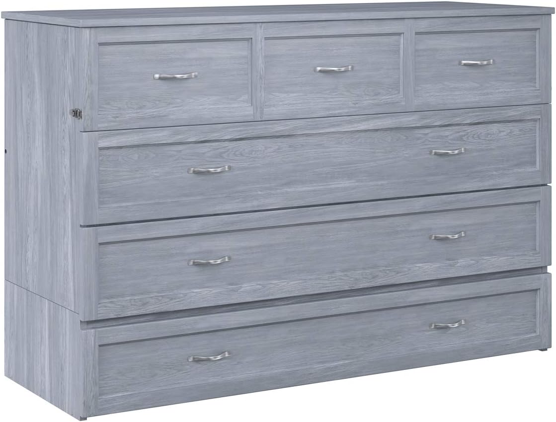 AFI Deerfield Murphy Bed Chest with Charging Station, Queen, Driftwood