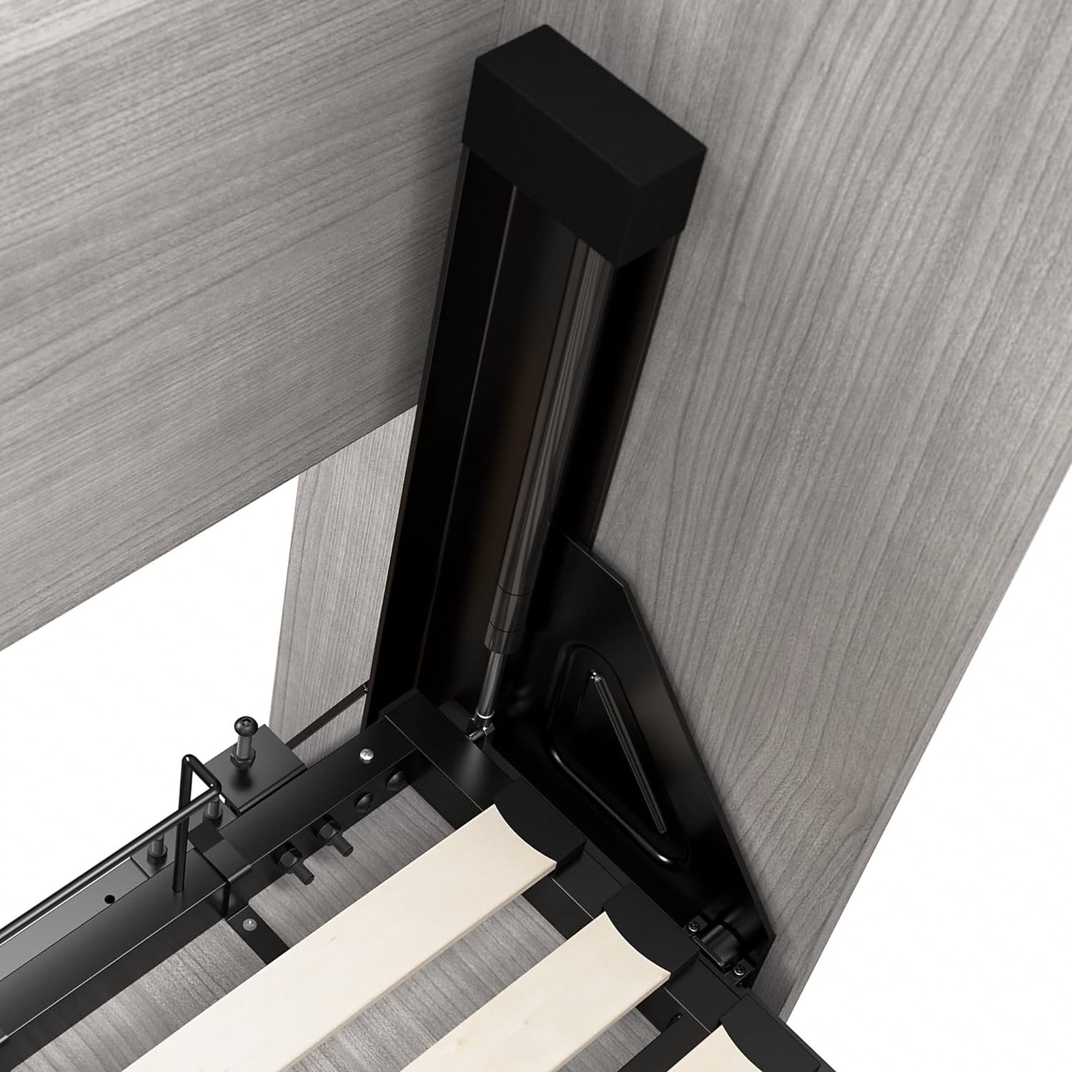 BESTAR Pur Murphy 2 Shelving Units with Drawers, Space-Saving Wall Bed, Queen, Platinum Gray