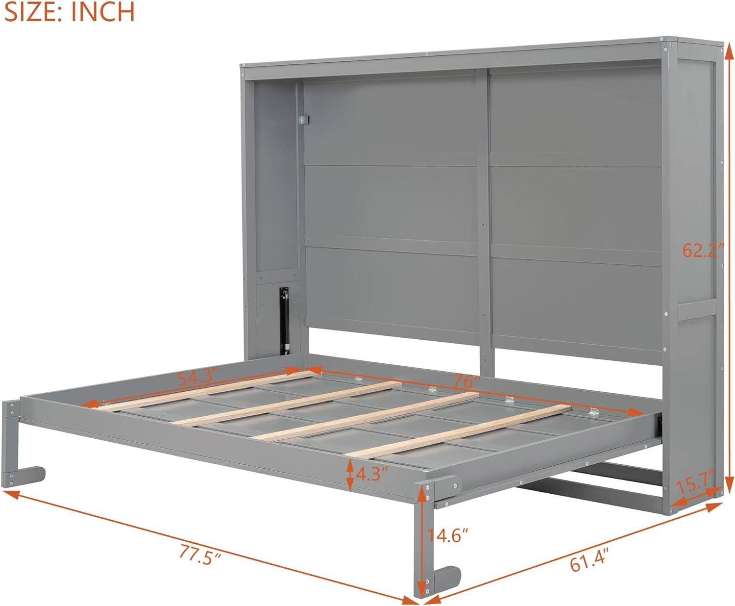 Merax Murphy Bed, Full Size Wooden Wall Bed for Bedroom, Wood Slat Support, No Box Spring Needed, Easy Assembly, White