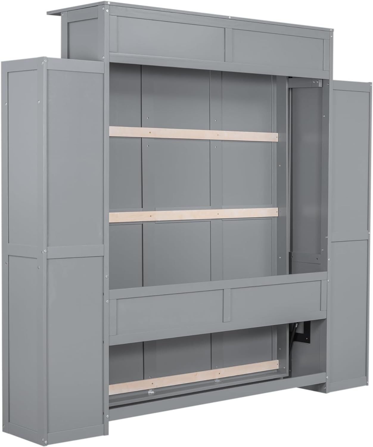 Merax Murphy Bed, Full Size Wooden Wall Bed for Bedroom, Wood Slat Support, No Box Spring Needed, Easy Assembly, White