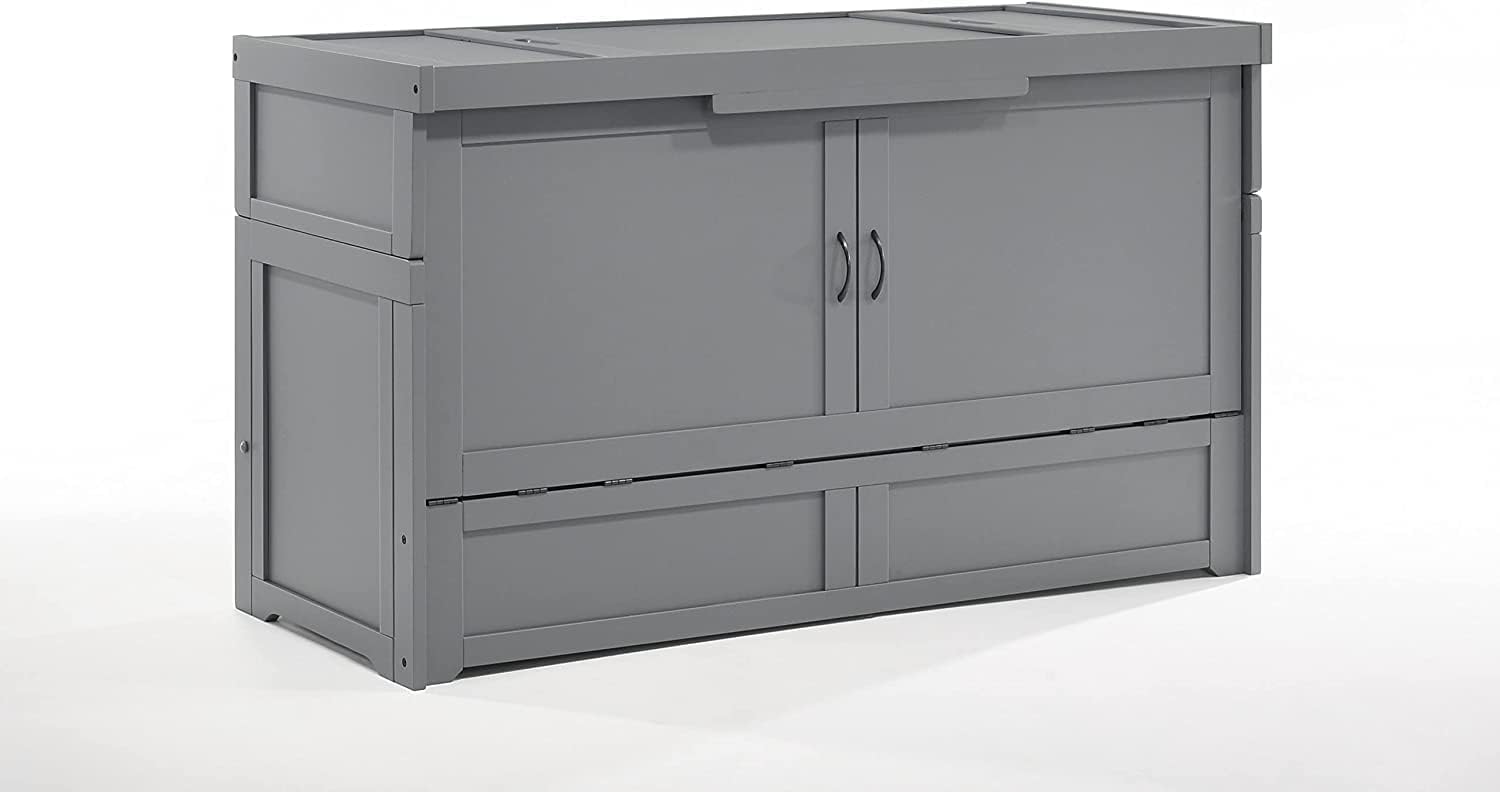 Night  Day Murphy Cube Cabinet Chest Bed (Queen, Gray)