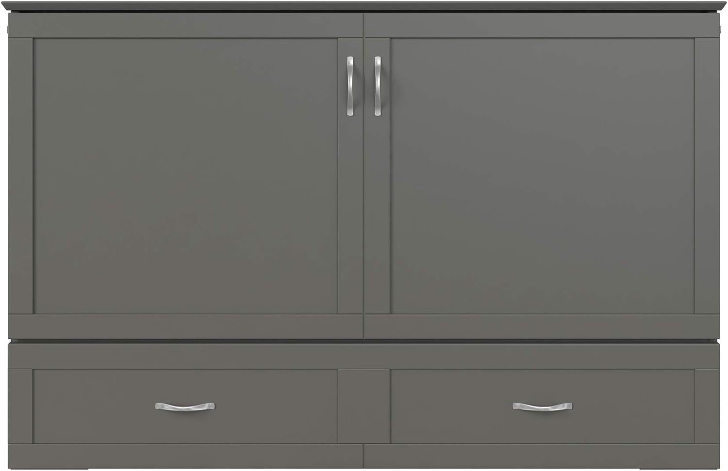 AFI Hamilton Murphy Bed Chest with Charging Station  Mattress Queen Grey