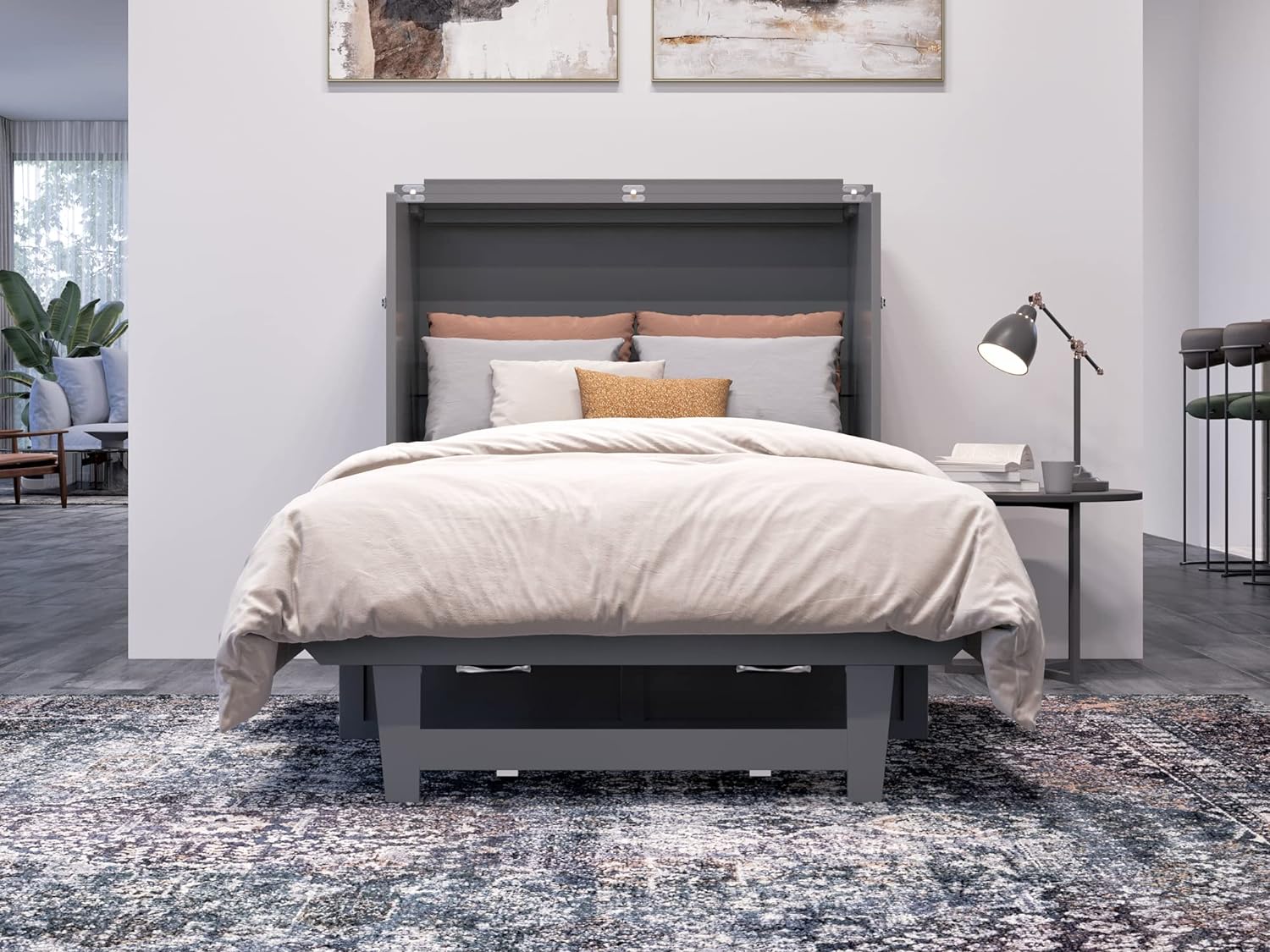 AFI, Northfield Murphy Bed Chest, Twin XL with Built in USB Charger, Gray