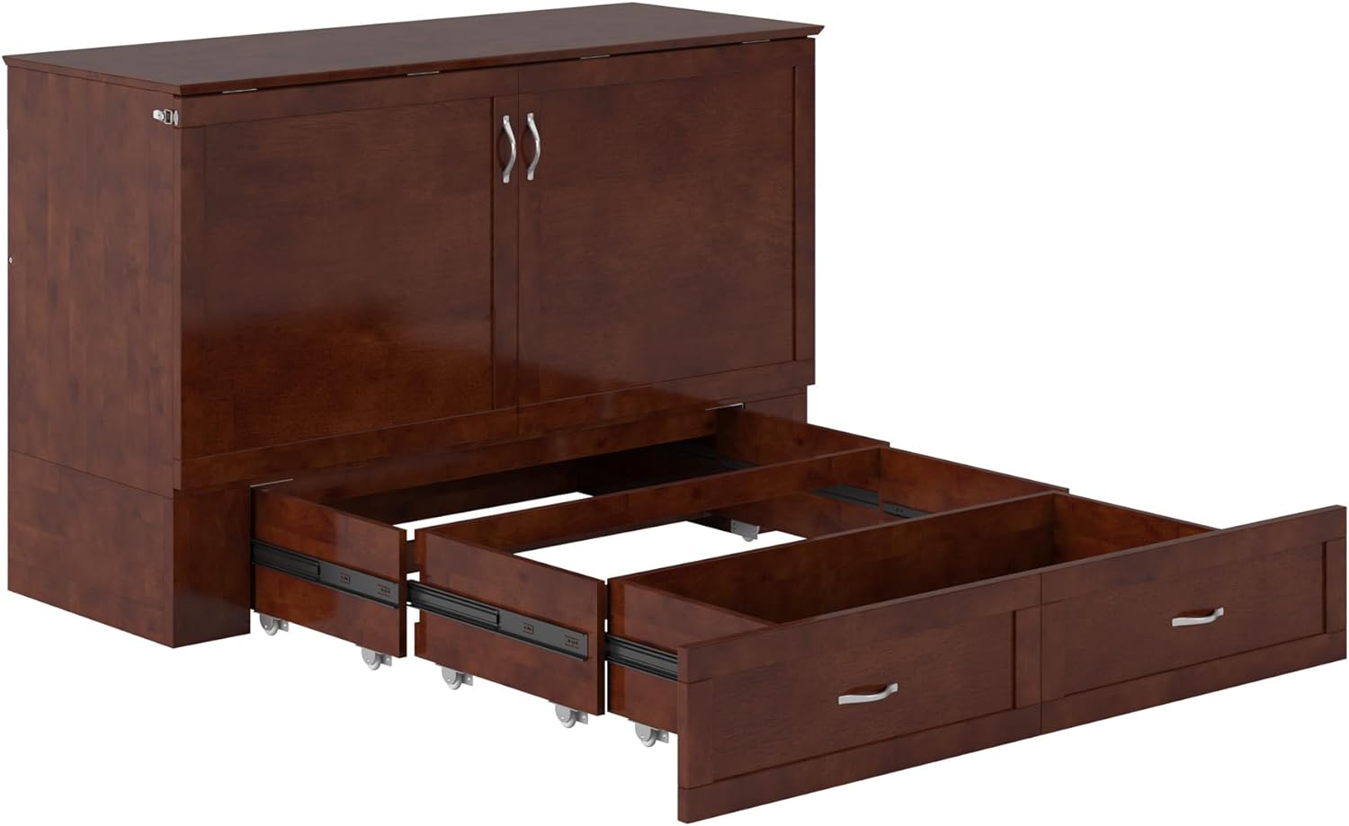 AFI, Raleigh Modern Queen Solid Wood Murphy Bed Chest with Mattress in White