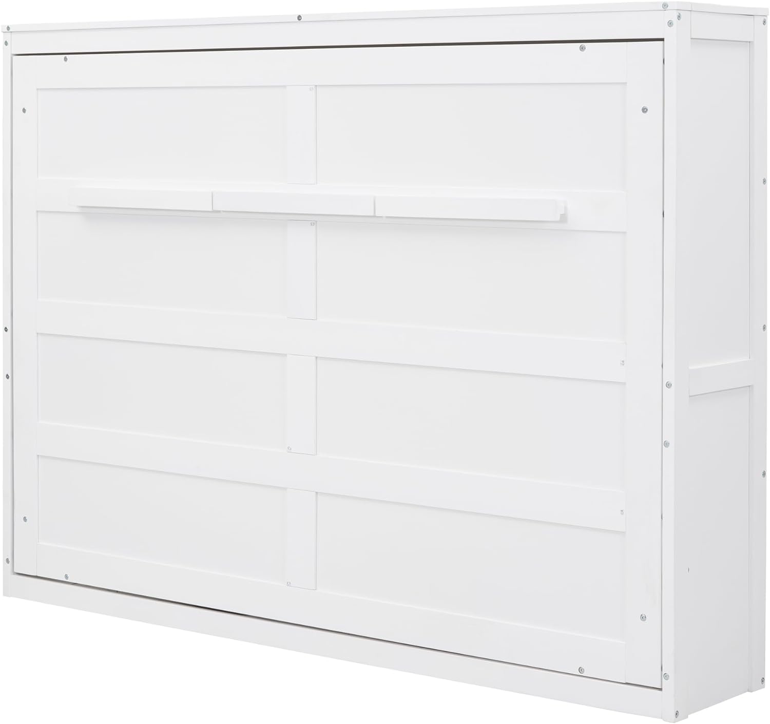 P PURLOVE Queen Murphy Bed with Built-in Charging Station,Solid Wood Queen Size Murphy Cube Cabinet Bed with Large Storage Drawer for Apartment/Living Room