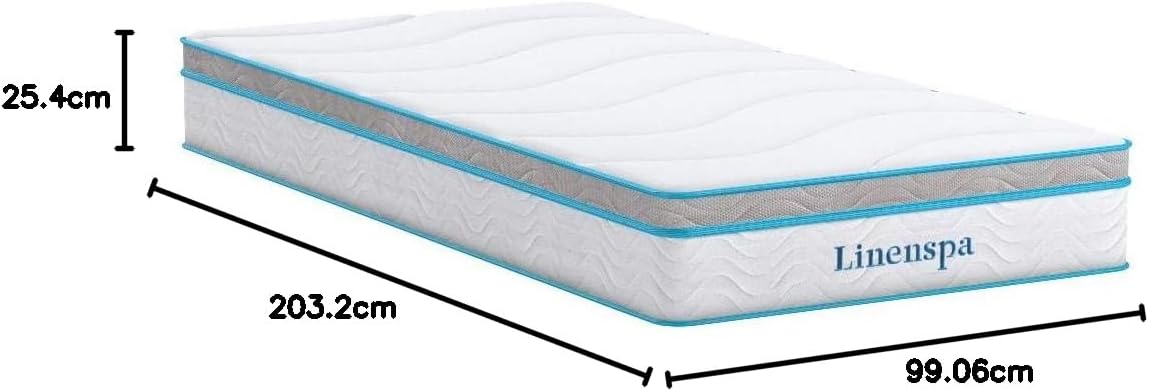 Linenspa 10” Memory Foam and Innerspring Hybrid Mattress + 14” Black Metal Platform Bedframe – Queen Mattress + Metal Folding Queen Bedframe