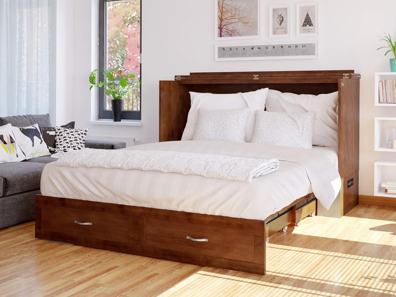 AFI Hamilton Murphy Bed Chest, Queen, Walnut
