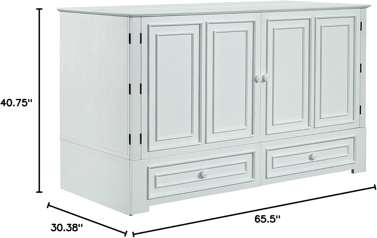 Emurphybed Paradiseo Murphy Cabinet Chest Bed with Charging Station 6 Inch, Queen (Cherry)