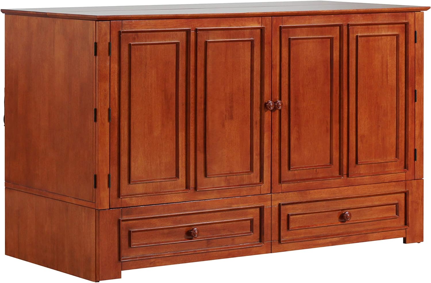 Emurphybed Paradiseo Murphy Cabinet Chest Bed with Charging Station 6 Inch, Queen (Cherry)