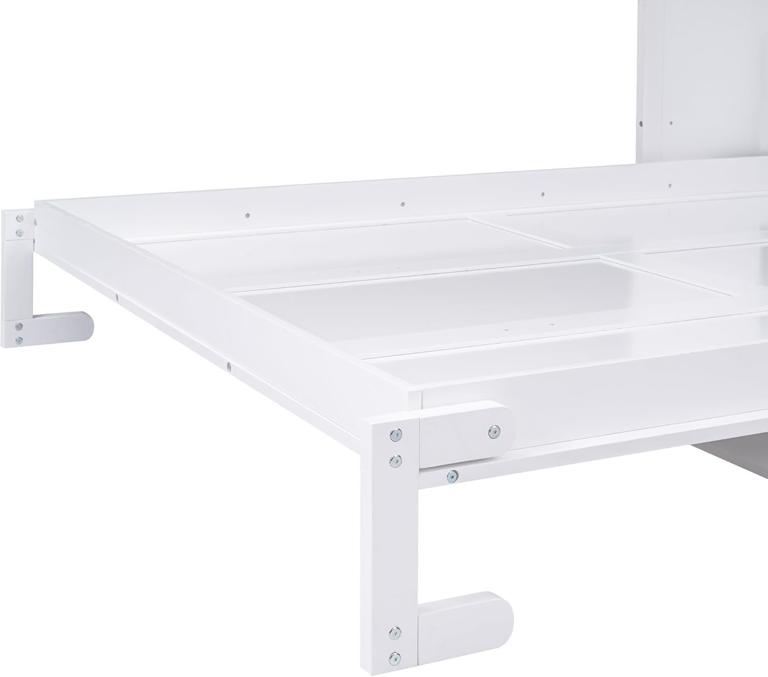 Queen Murphy Bed with a Shelf, Space-Saving Wall Cabinet Bedframe, for Multipurpose Guest Room Bedroom Office, Queen Size, White