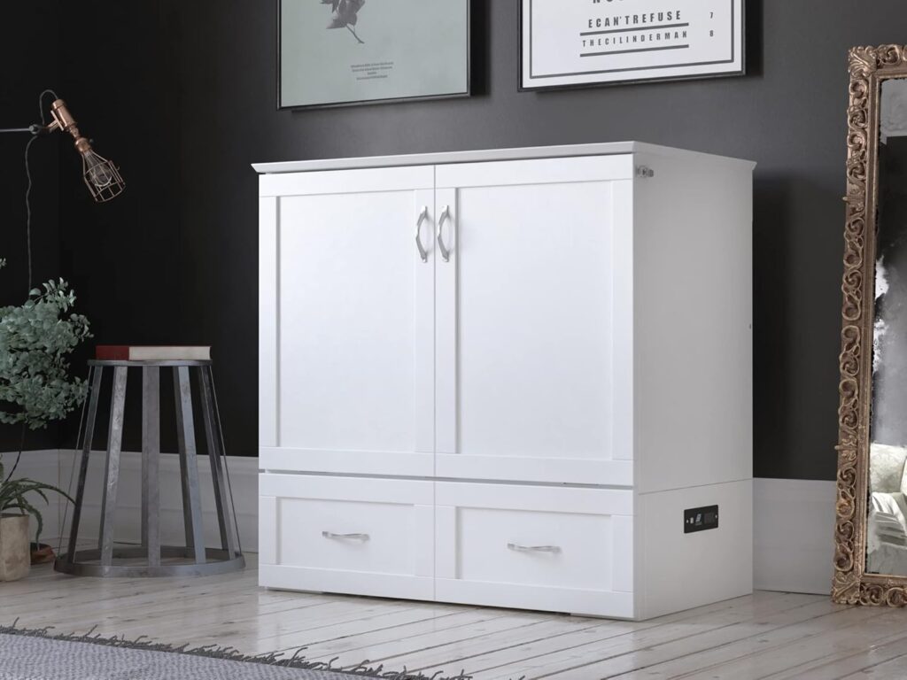 AFI, Hamilton Murphy Bed Chest with Storage and Charger, Twin XL, White