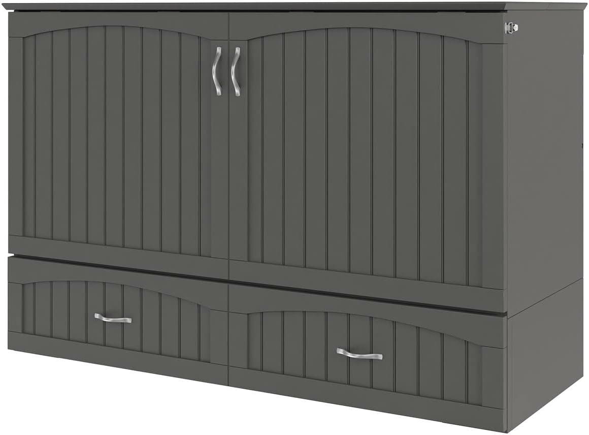 AFI Southampton Murphy Bed Chest with Charging Station, Queen, Grey