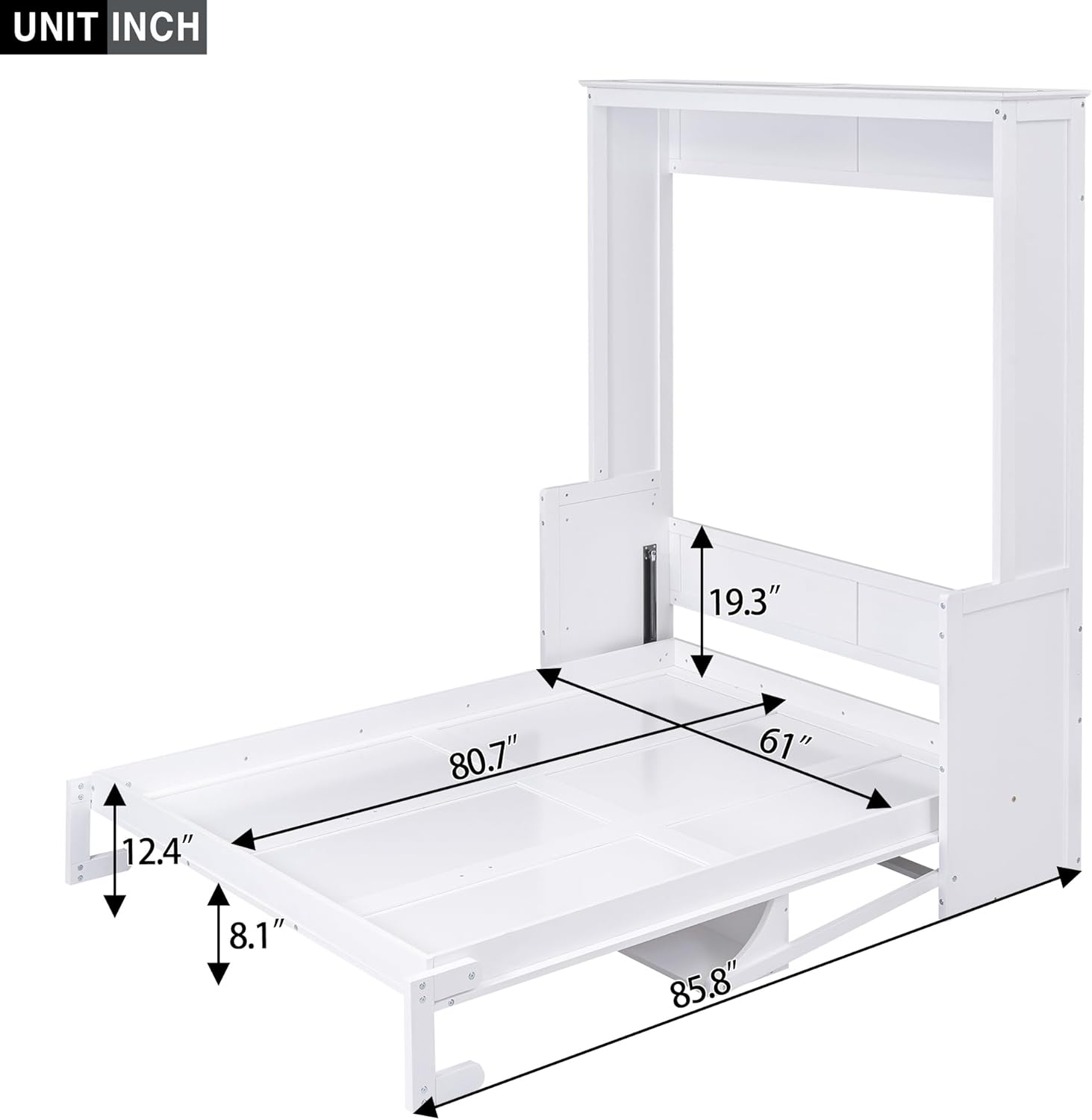 Harper  Bright Designs Queen Size Murphy Bed, Queen Murphy Cabinet Bed with a Shelf, Wall Bed for Bedroom, White