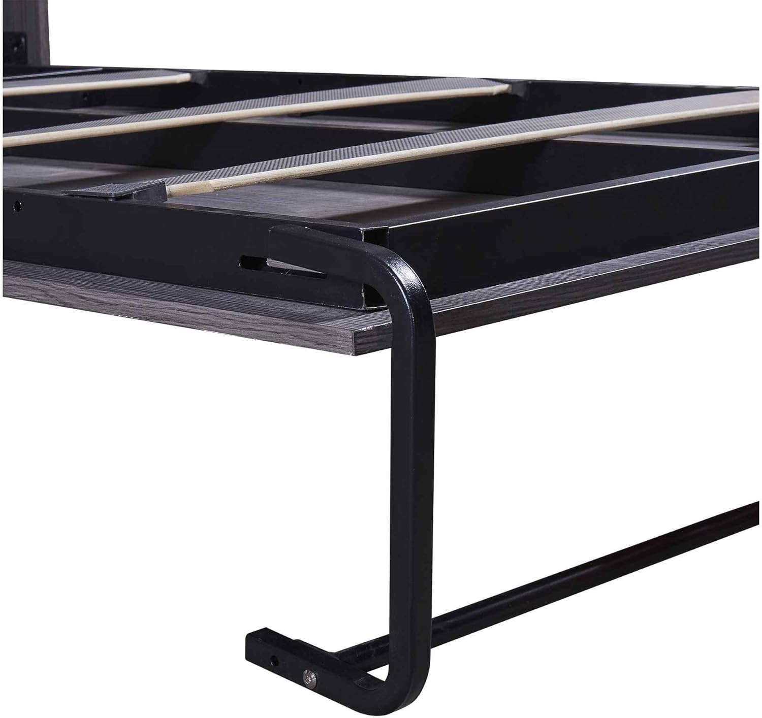 ATY Twin Size Murphy Bed with Wardrobe and Drawers, Wood Storage Bedframe Can be Folded into a Cabinet, Bedroom Furniture, Save Space Design, No Box Spring Required, Gray