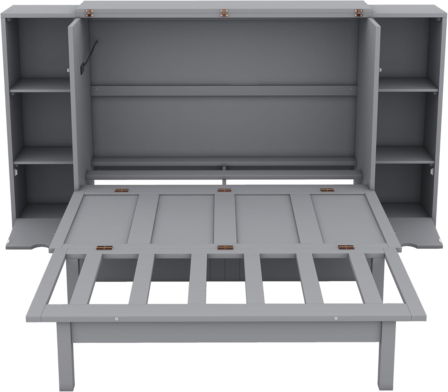 MERITLINE Queen Size Murphy Bed Wall Bed with Storage Drawer and a Set of Sockets  USB Ports, Space-Saving for Multipurpose Guest Room or Home Office, Gray