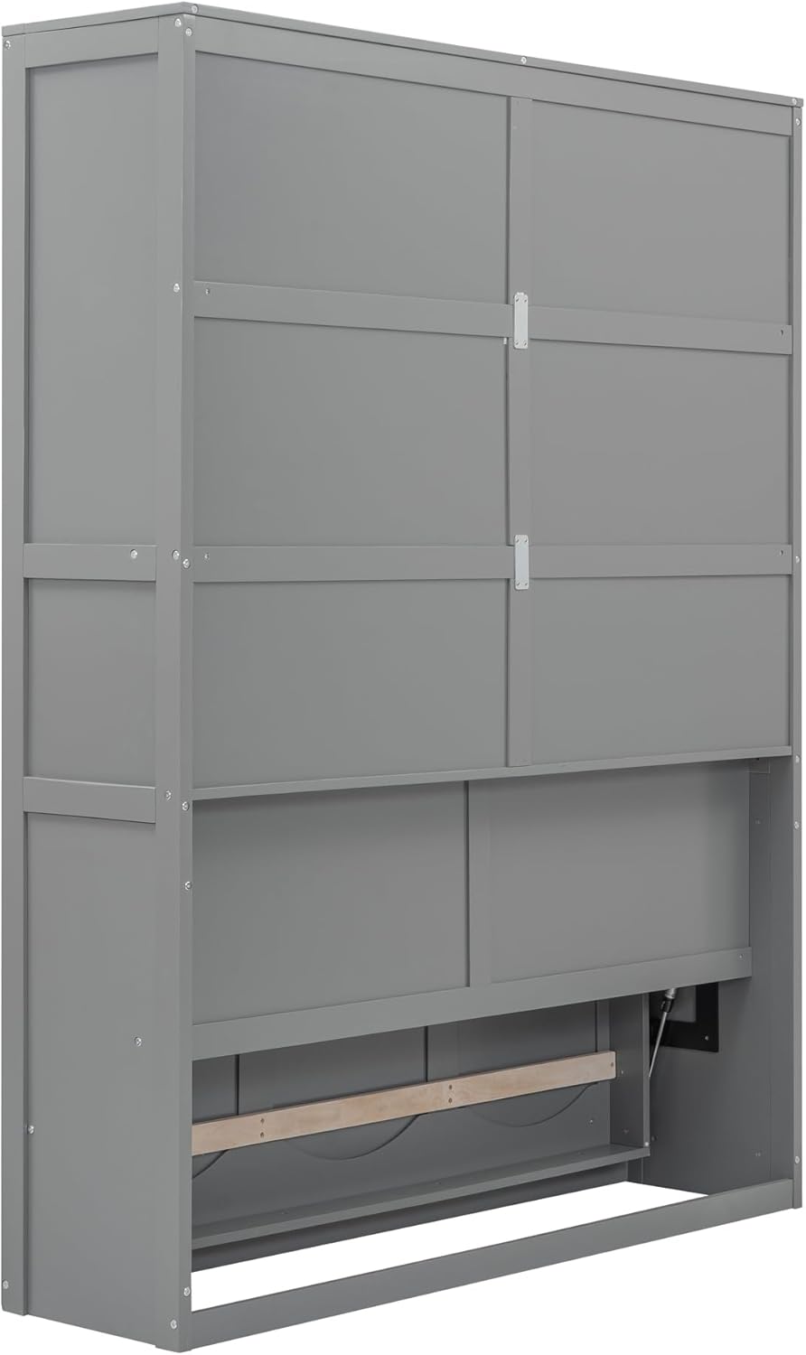 Quarte Multifunctional Queen Size Murphy Bed with USB Port and Removable Shelves on Each Side,Solid Wood Storage Bed for Small Spaces Apartments Studio (White/Murphy11)