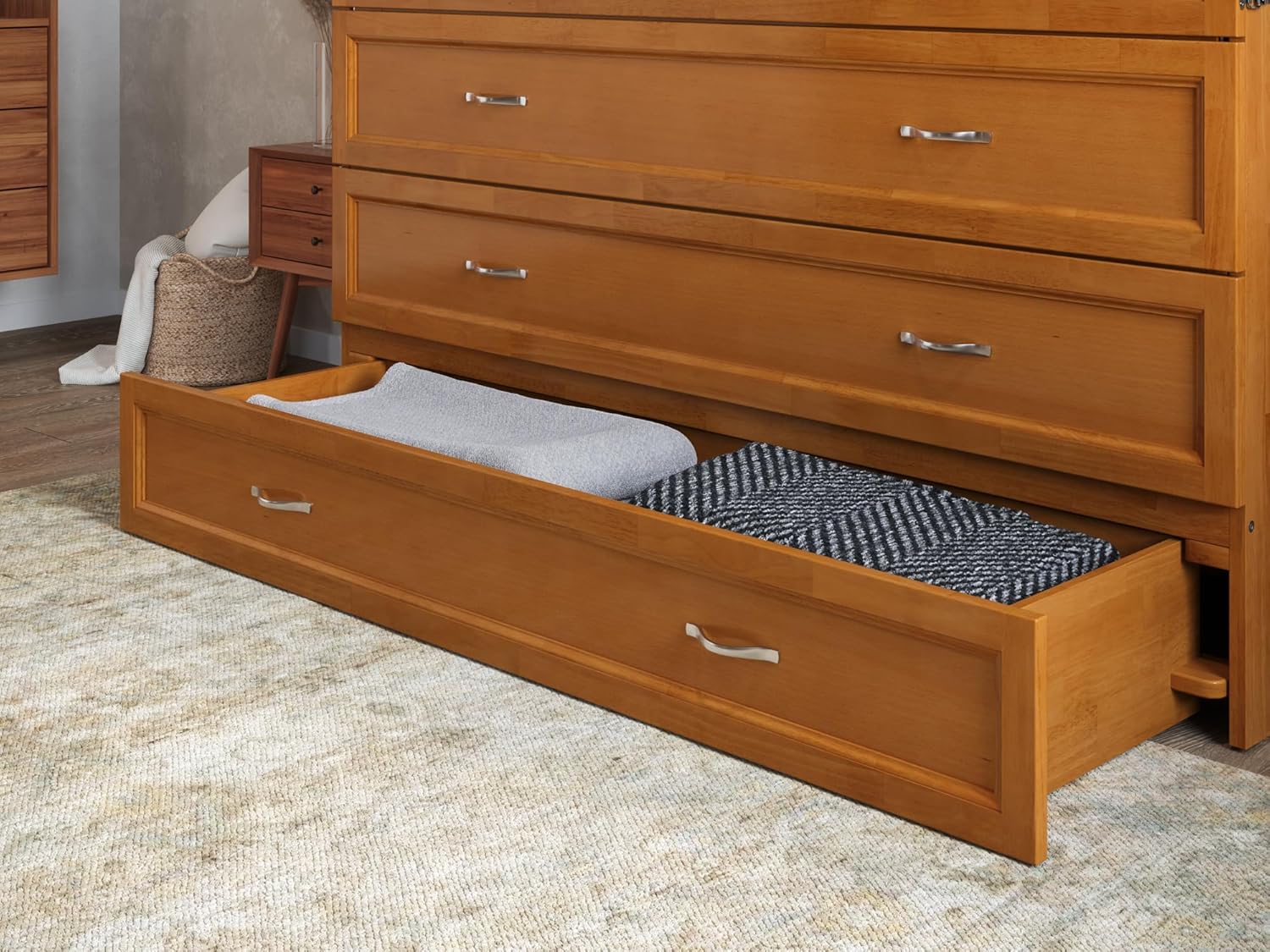 AFI Northfield Full Size Murphy Bed Chest with Mattress, Storage,  Built-in Charger in Walnut