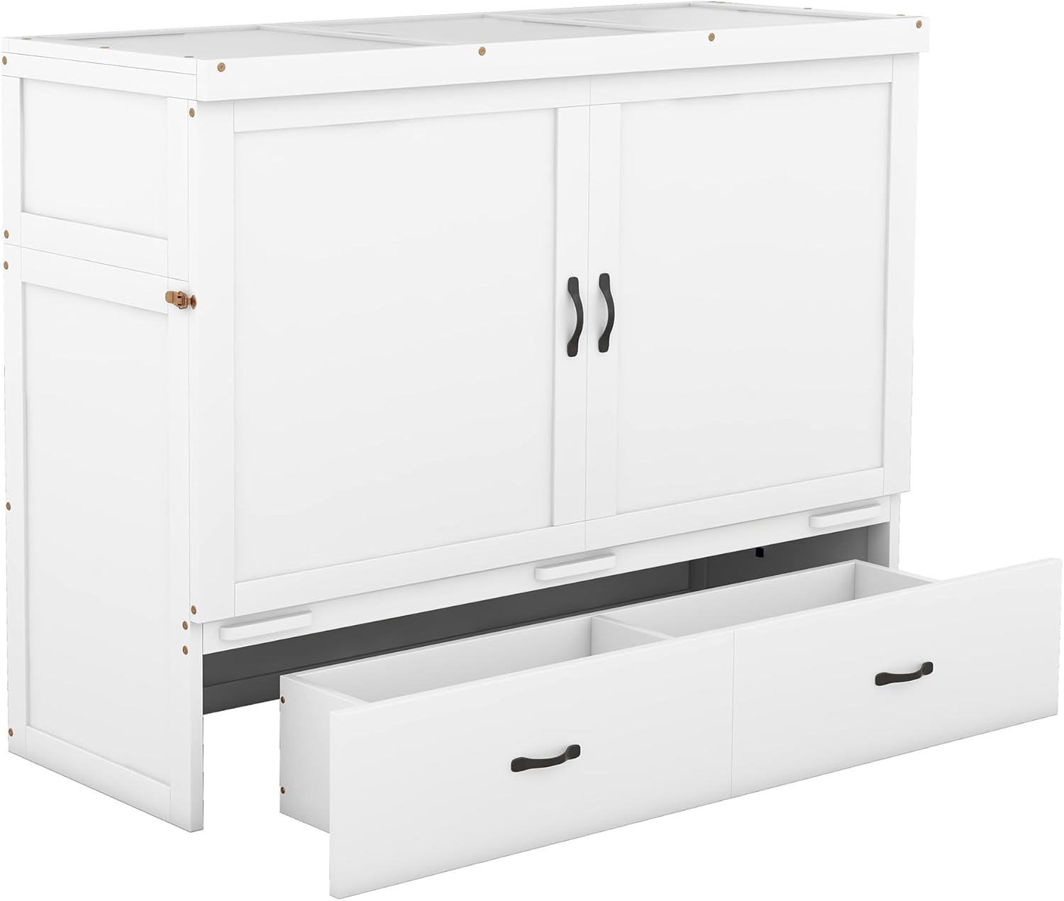 Eafurn Queen Size Murphy Bed with USB Port and Storage Drawers,Space-Saving Cabinet Bed,Solid Wood Storage Bed can be Folded into a Cabinet,for Small Spaces Apartments Studio Guest Room Use