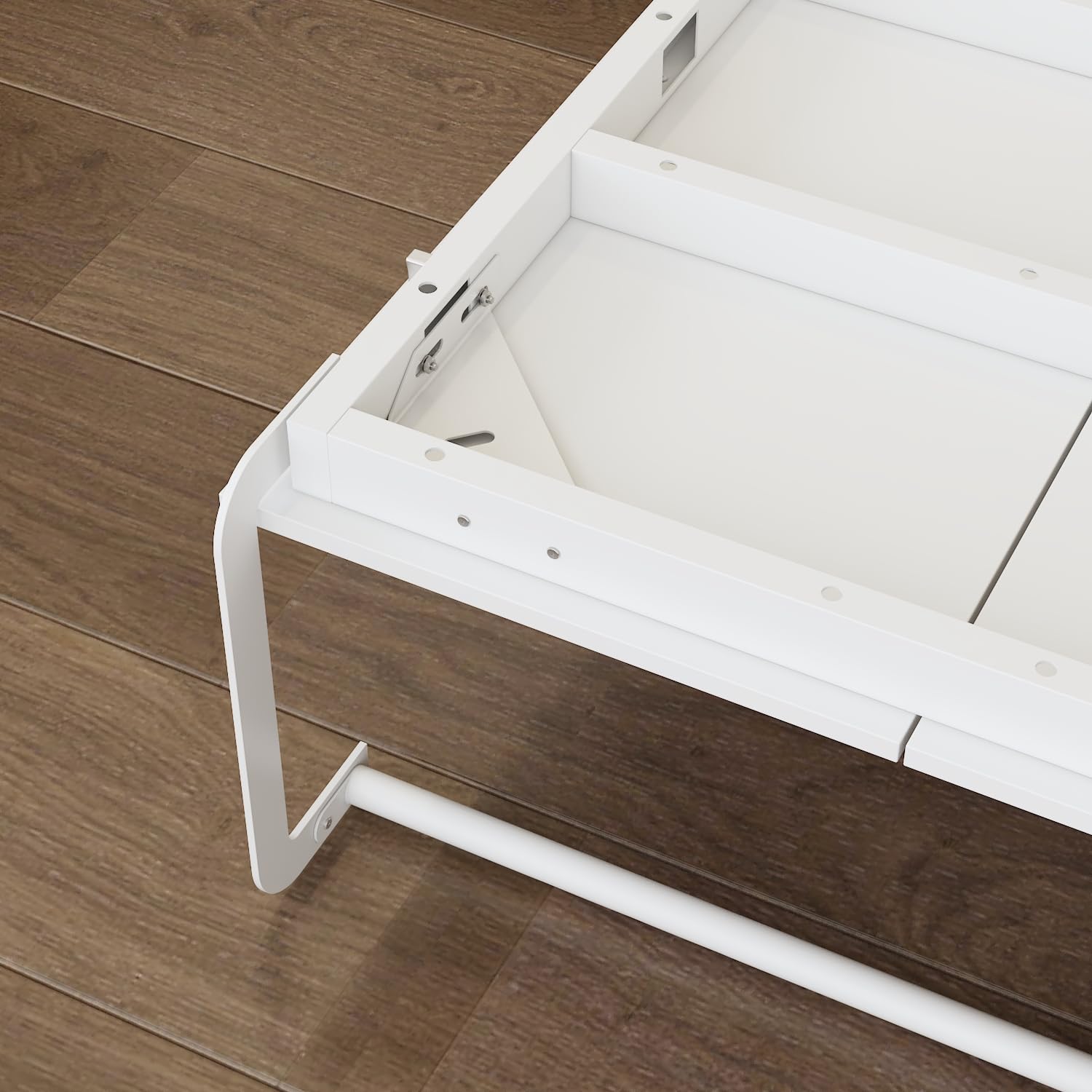WOODTIME 2-in-1 Queen Size Murphy Bed Frame, Modern Foldable Cabinet Platform Bedframe, Metal Slat Support, Space-Saving, No Box Spring Needed, White, 86.8 L x 64.6 W x 85.6 H