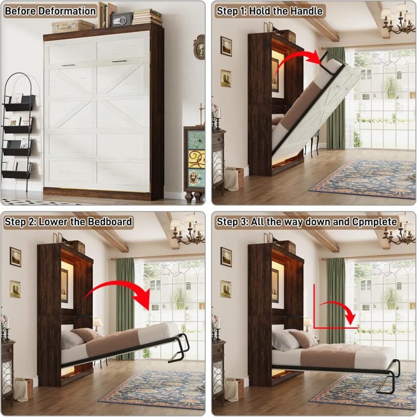 Queen Size Murphy Bed Rustic White review – Murphy Bed Plans
