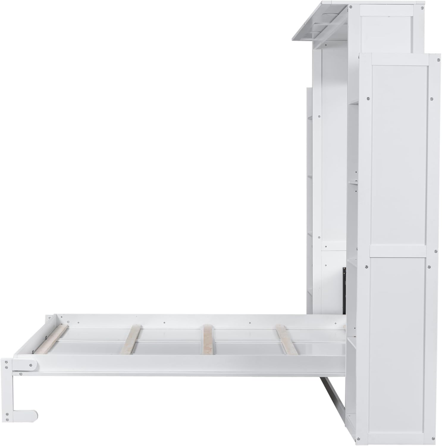 Harper  Bright Designs Queen Size Murphy Bed, Wood Queen Wall Bed with Sofa and Shelves, White