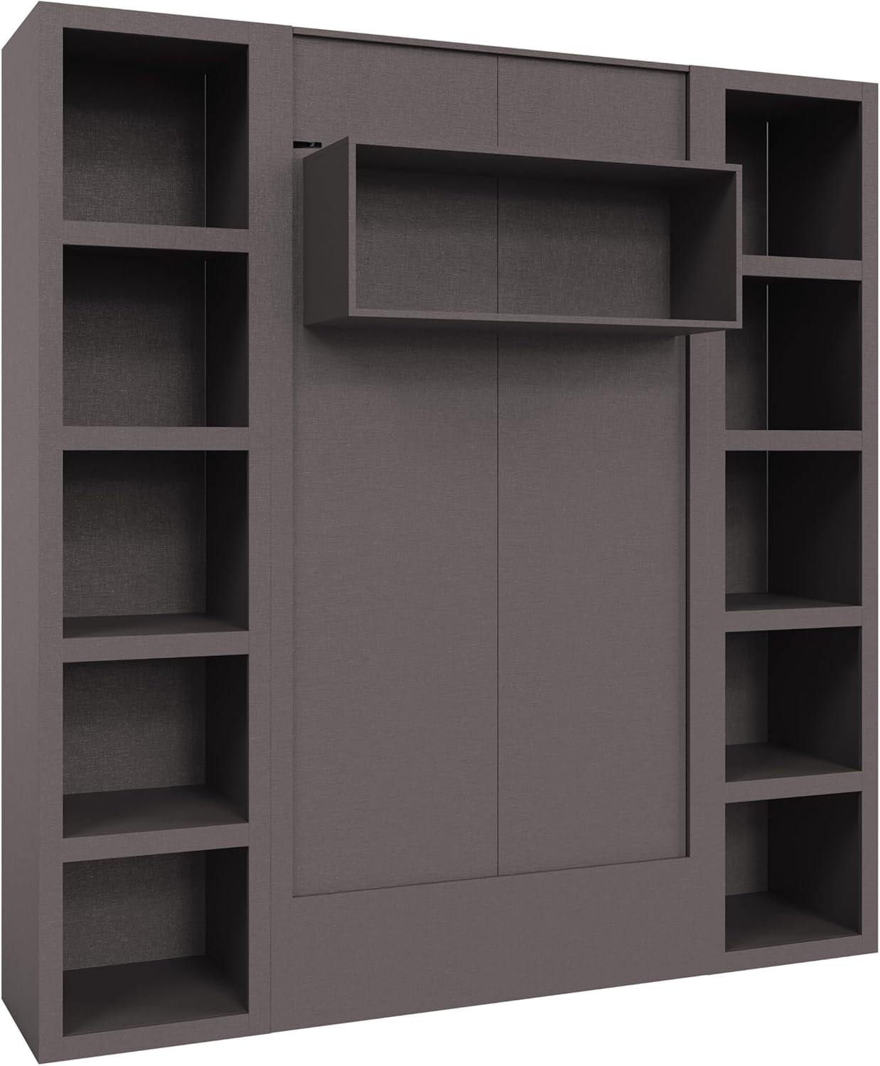 Oakland Living Easy-Lift Queen Murphy Wall Bed in Black with Two Bookshelves