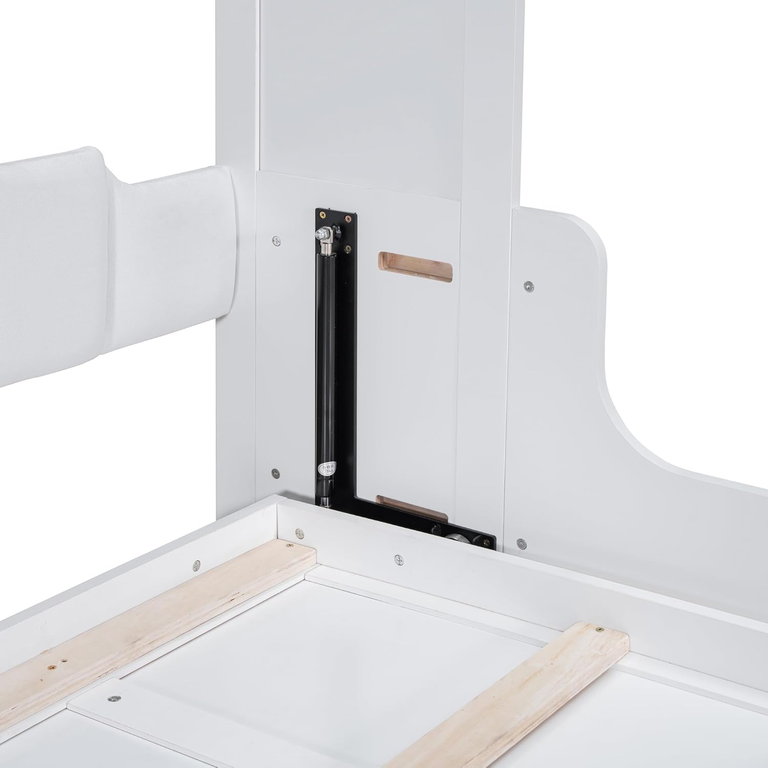 Merax Queen Size Murphy Bed, Wooden Queen Murphy Bed Wall Bed with Sofa and Cushion, for Home Office or Small Room, White