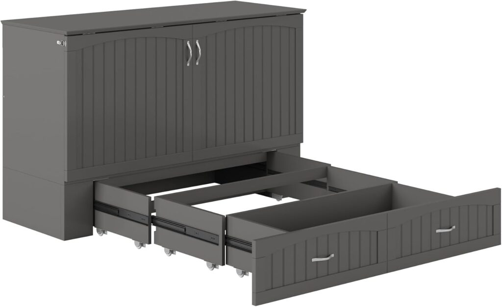 AFI, Southampton Murphy Bed Chest Queen with 6 Mattress, Storage Drawer  Built-in USB Charger, Grey