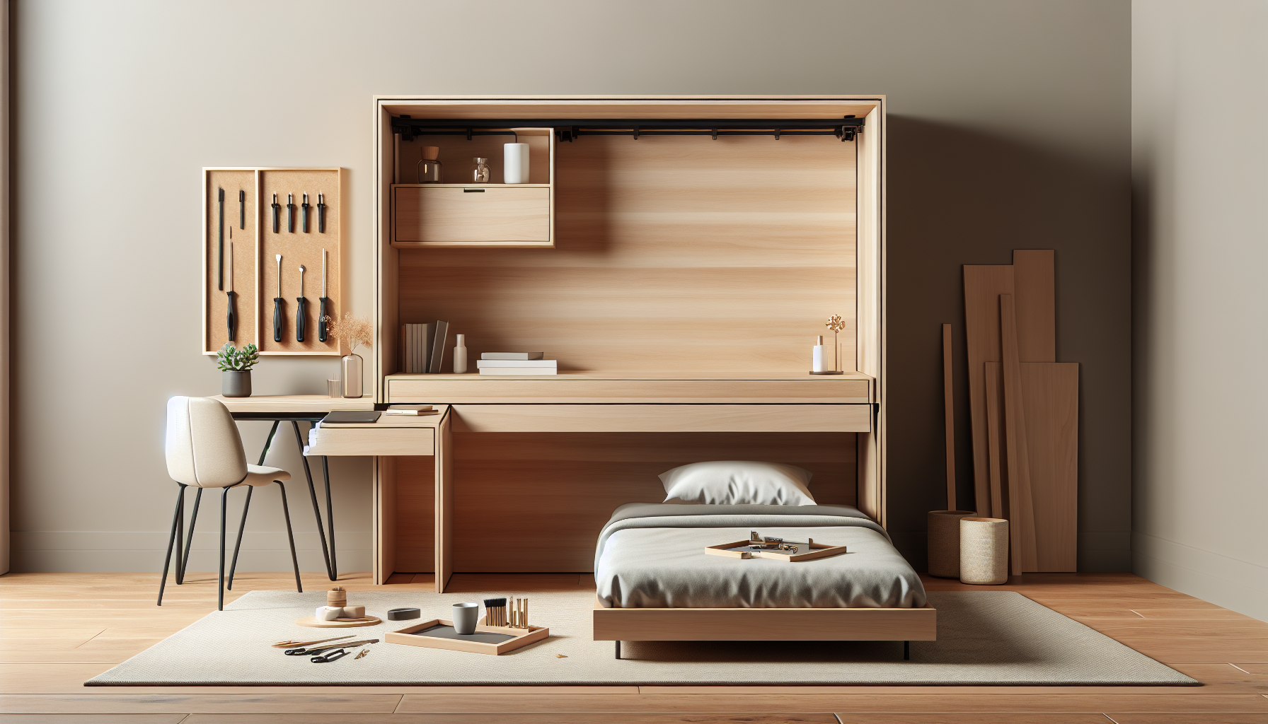 How to Build a Murphy Bed Desk DIY  - Study Bed NO KIT or HARDWARE - Murphy Bed DIY